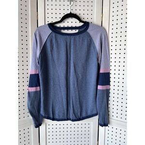 Title Nine M Merino Wool Blend Colorblock Sweater Keyhole Athleisure Outdoors